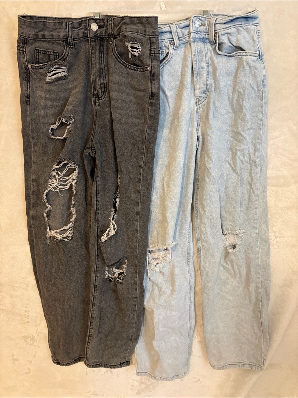 Wild Fable Women’s Distressed Straight Denim Bundle- Charcoal and Light Wash
